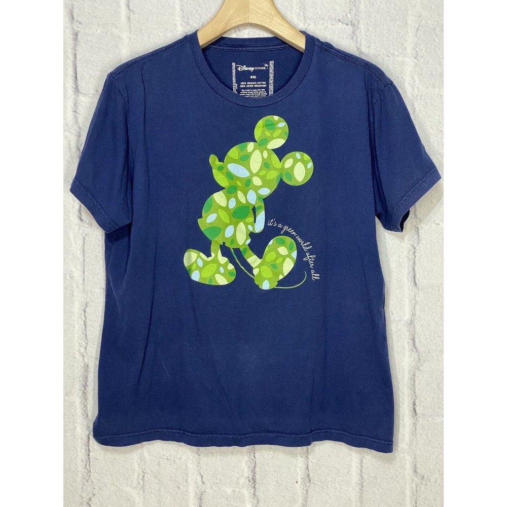Disney Store Its A Green World After All Mickey Mouse Shirt Size XXL Blue‎ Green